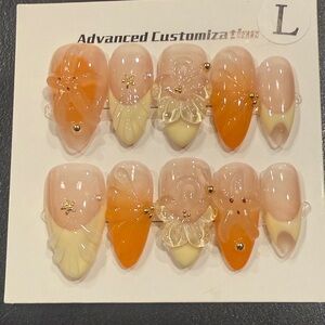 Orange and Cream Custom Nail Set